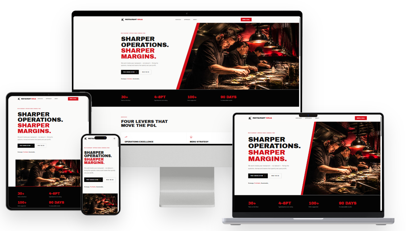 Restaurant Ninja website design by Vision Web